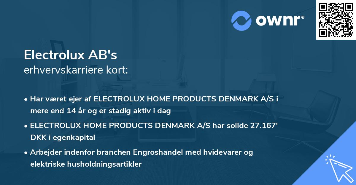 Electrolux AB's erhvervskarriere kort