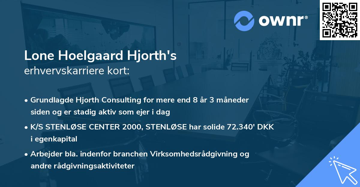 Lone Hoelgaard Hjorth's erhvervskarriere kort