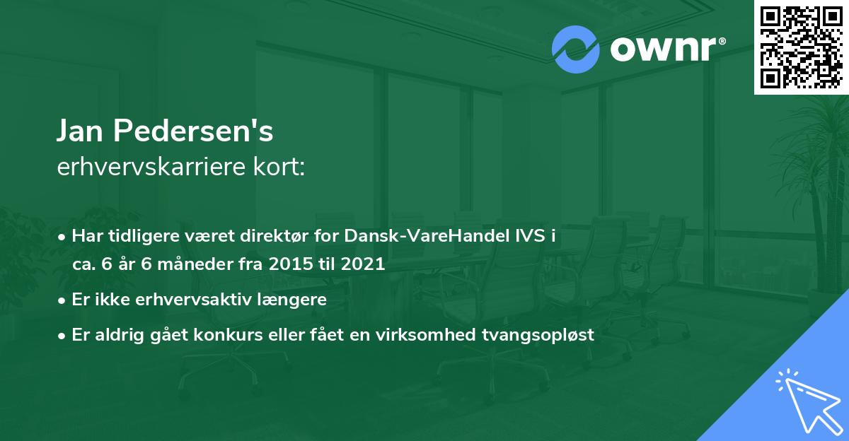 Jan Pedersen's erhvervskarriere kort