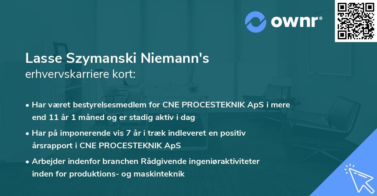 Lasse Szymanski Niemann's erhvervskarriere kort