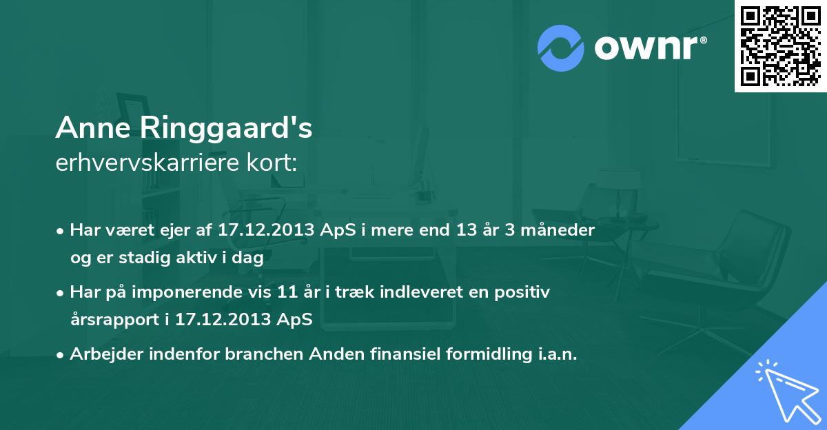 Anne Ringgaard's erhvervskarriere kort