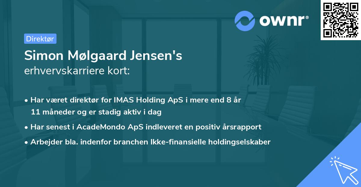 Simon Mølgaard Jensen's erhvervskarriere kort