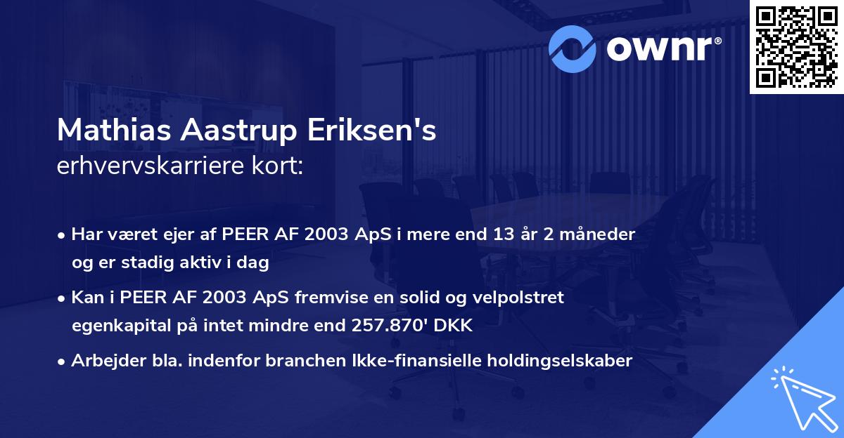 Mathias Aastrup Eriksen's erhvervskarriere kort