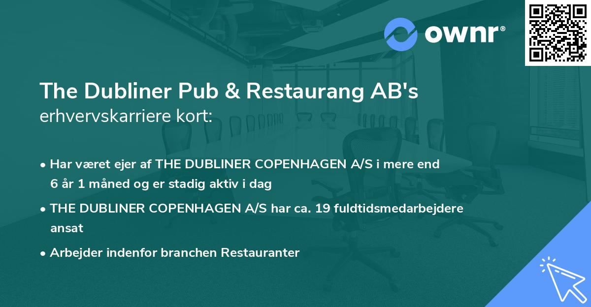 The Dubliner Pub & Restaurang AB's erhvervskarriere kort