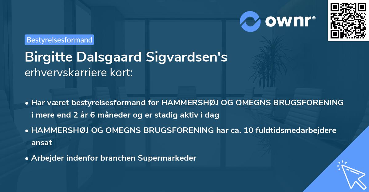 Birgitte Dalsgaard Sigvardsen's erhvervskarriere kort