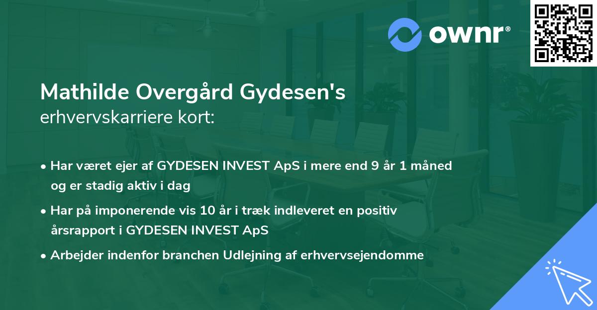 Mathilde Overgård Gydesen's erhvervskarriere kort