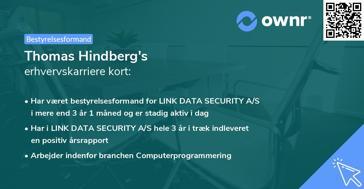 Thomas Hindberg's erhvervskarriere kort