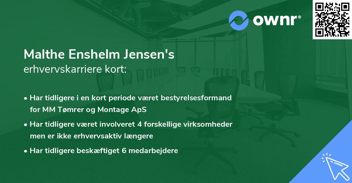 Malthe Enshelm Jensen's erhvervskarriere kort
