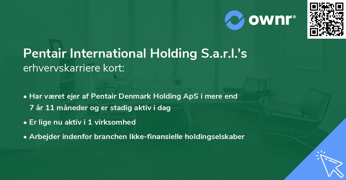 Pentair International Holding S.a.r.l.'s erhvervskarriere kort