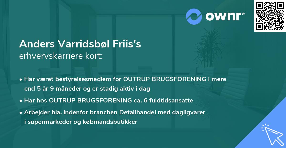 Anders Varridsbøl Friis's erhvervskarriere kort