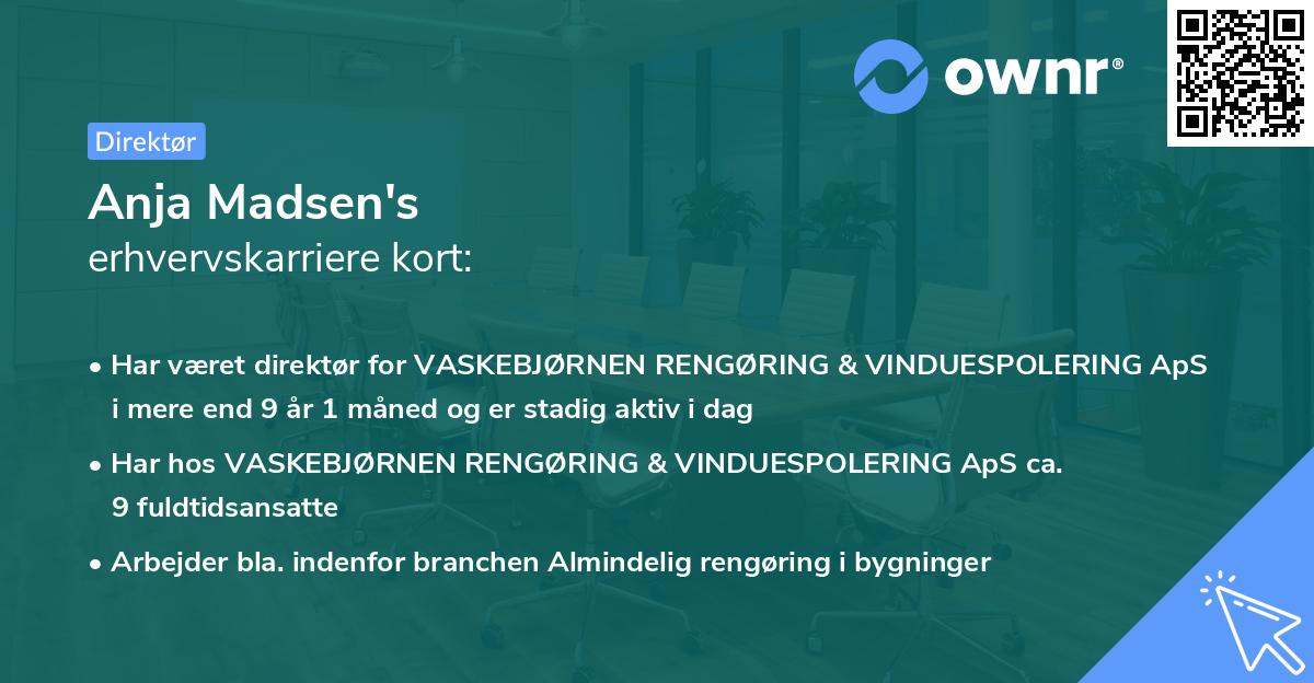 Anja Madsen's erhvervskarriere kort