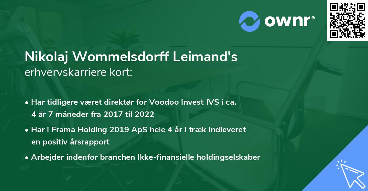 Nikolaj Wommelsdorff Leimand's erhvervskarriere kort