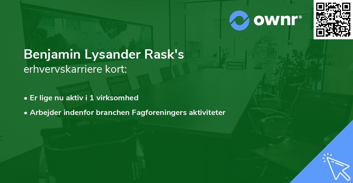 Benjamin Lysander Rask's erhvervskarriere kort