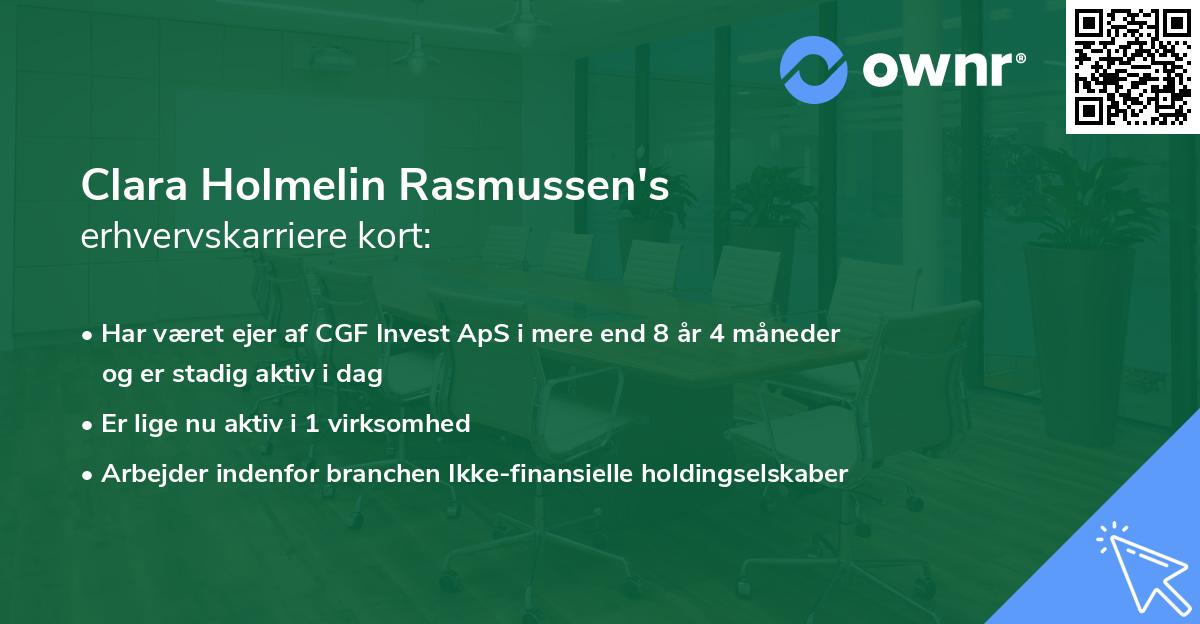 Clara Holmelin Rasmussen's erhvervskarriere kort