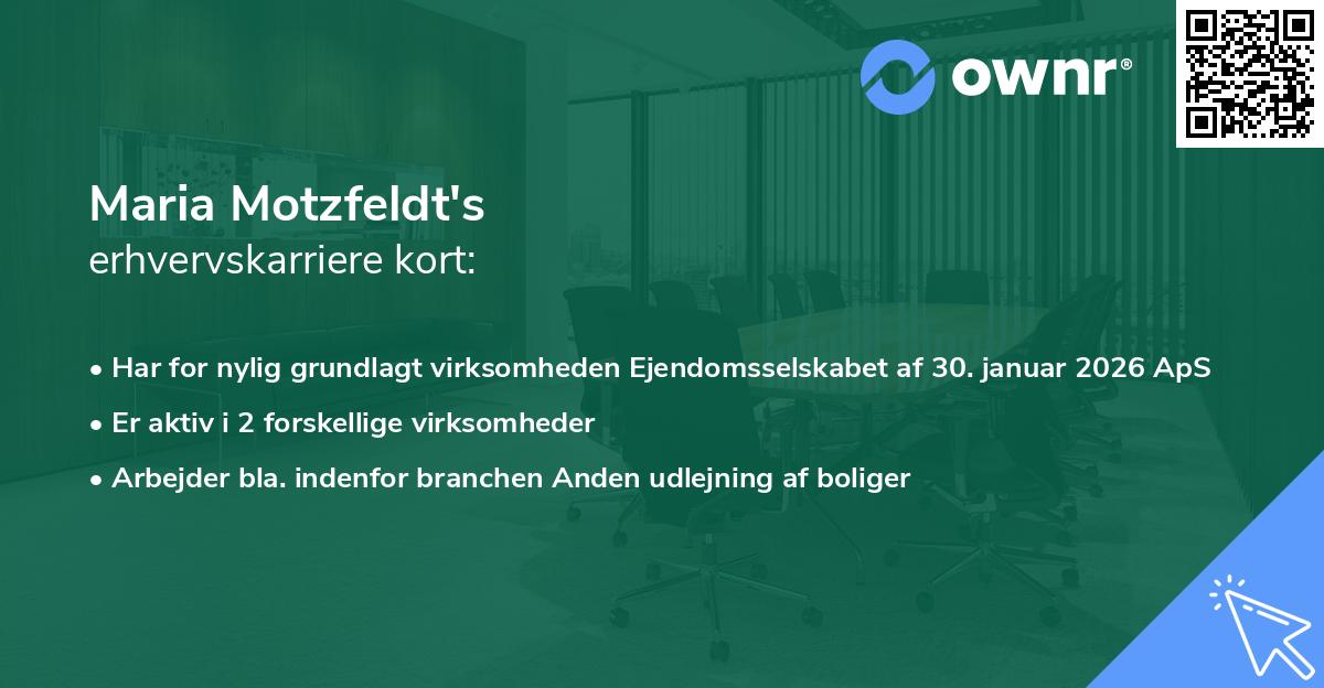 Maria Motzfeldt's erhvervskarriere kort