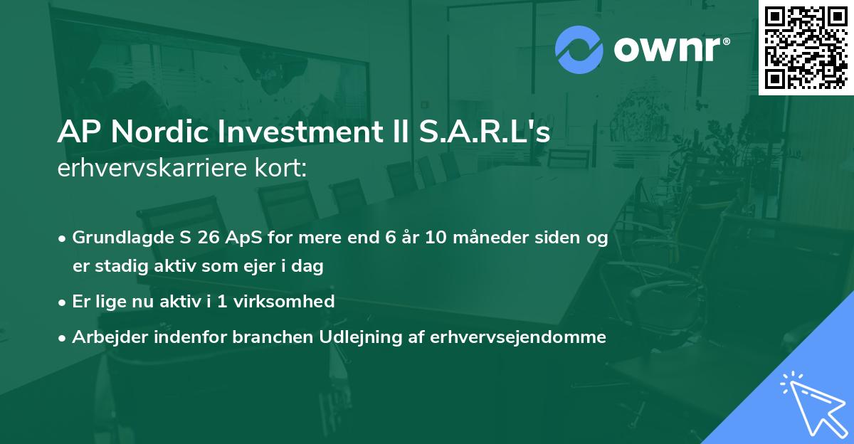 AP Nordic Investment II S.A.R.L's erhvervskarriere kort