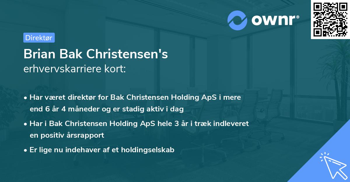 Brian Bak Christensen's erhvervskarriere kort