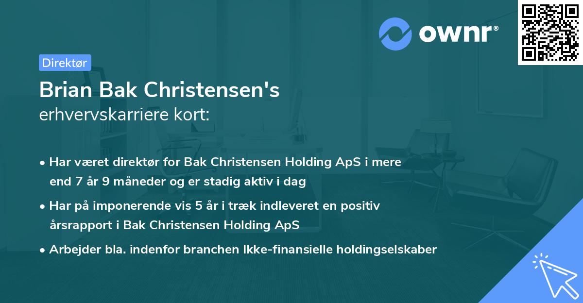 Brian Bak Christensen's erhvervskarriere kort