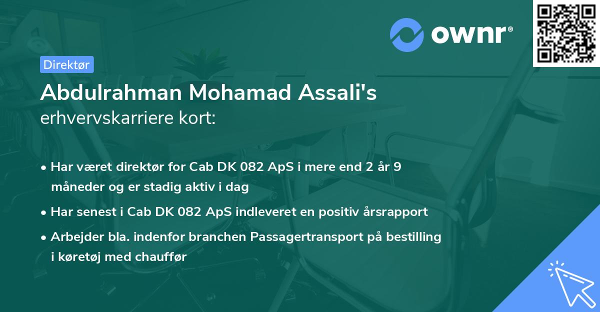 Abdulrahman Mohamad Assali's erhvervskarriere kort