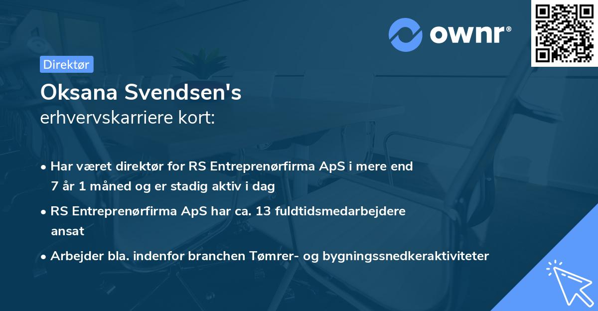 Oksana Svendsen's erhvervskarriere kort