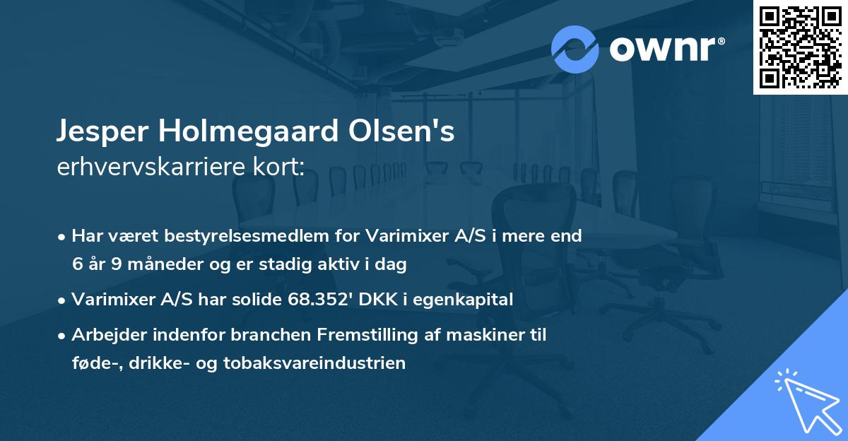 Jesper Holmegaard Olsen's erhvervskarriere kort