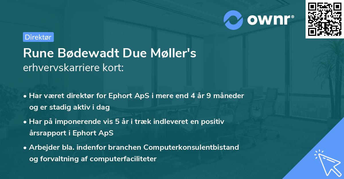 Rune Bødewadt Due Møller's erhvervskarriere kort