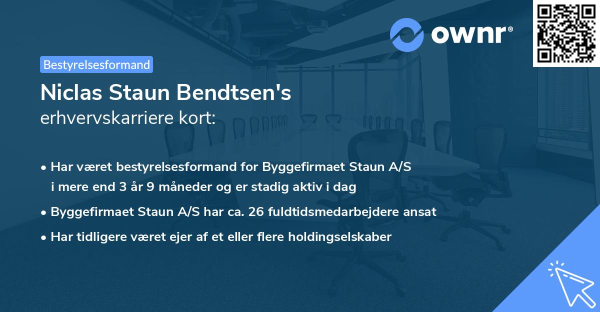 Niclas Staun Bendtsen's erhvervskarriere kort