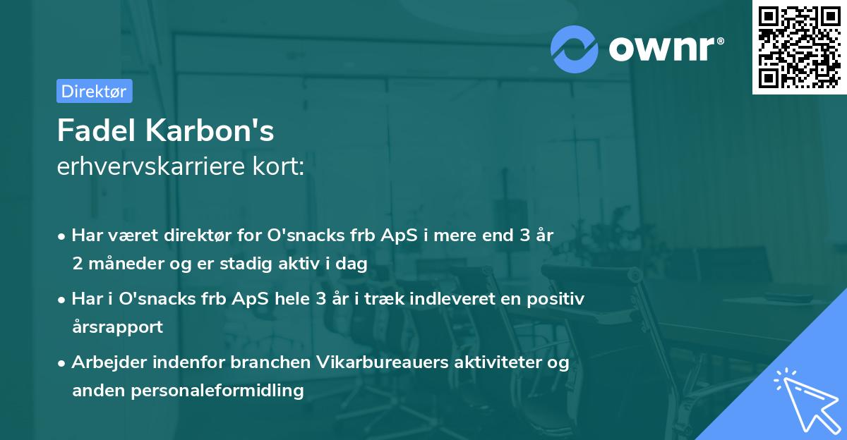 Fadel Karbon's erhvervskarriere kort