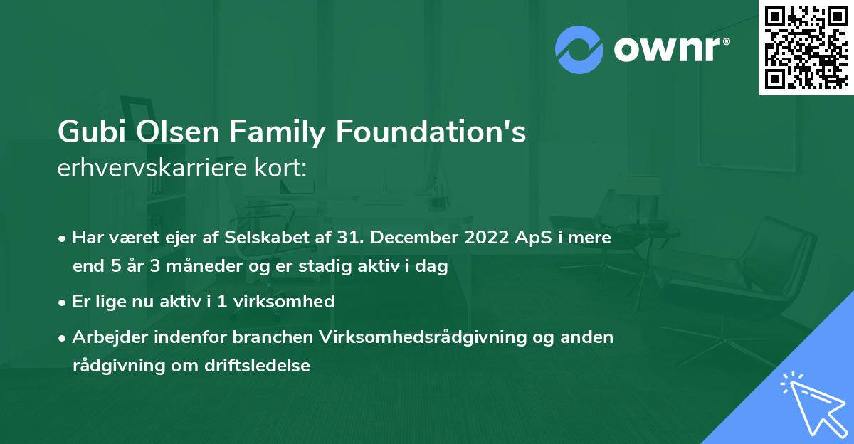 Gubi Olsen Family Foundation's erhvervskarriere kort