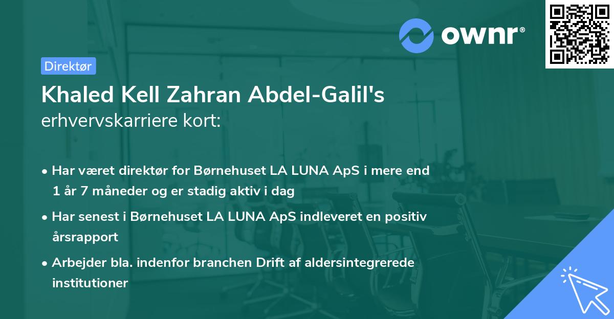 Khaled Kell Zahran Abdel-Galil's erhvervskarriere kort