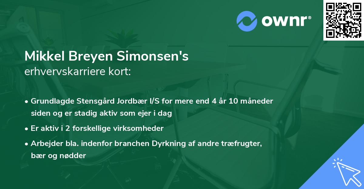 Mikkel Breyen Simonsen's erhvervskarriere kort