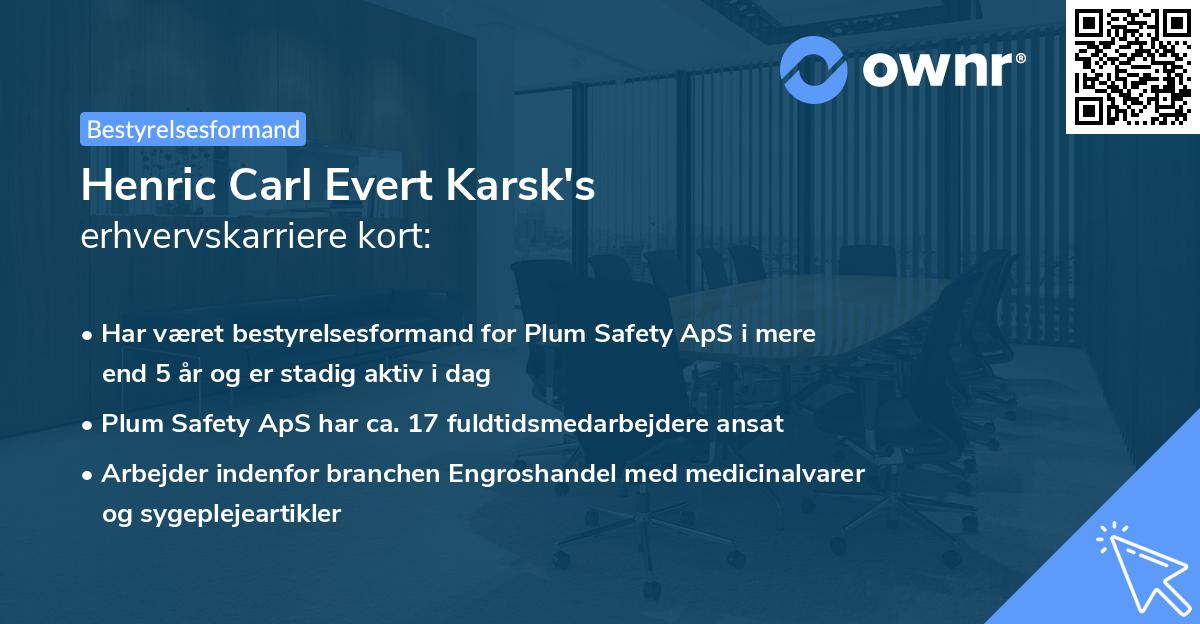 Henric Carl Evert Karsk's erhvervskarriere kort