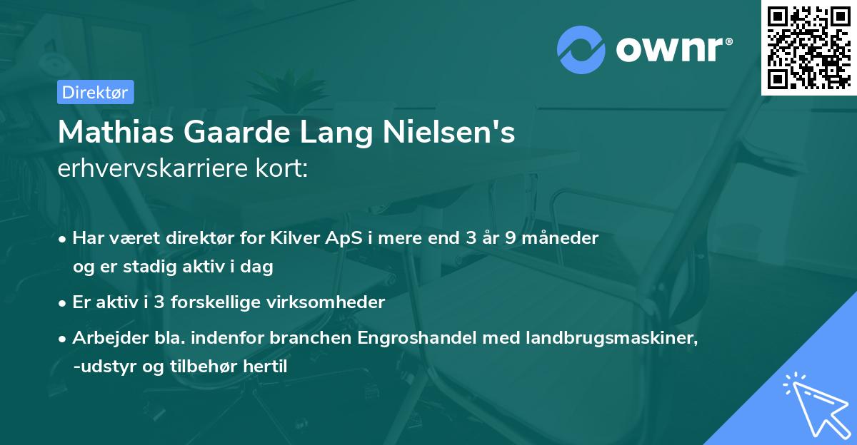 Mathias Gaarde Lang Nielsen's erhvervskarriere kort