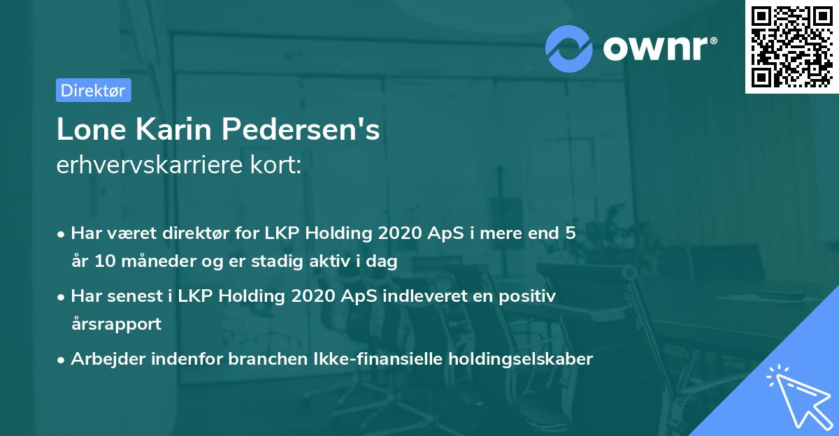 Lone Karin Pedersen's erhvervskarriere kort