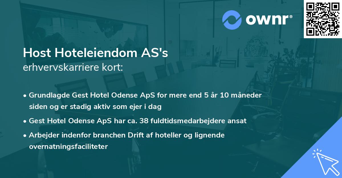 Host Hoteleiendom AS's erhvervskarriere kort