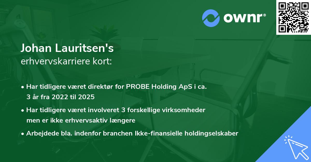 Johan Lauritsen's erhvervskarriere kort