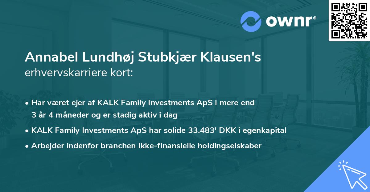 Annabel Lundhøj Stubkjær Klausen's erhvervskarriere kort