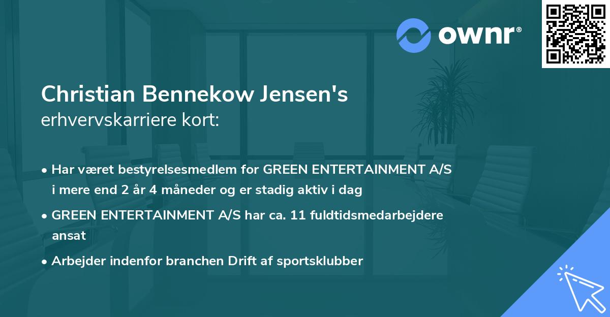 Christian Bennekow Jensen's erhvervskarriere kort