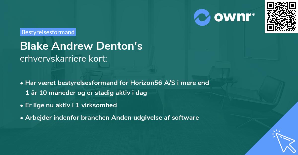 Blake Andrew Denton's erhvervskarriere kort