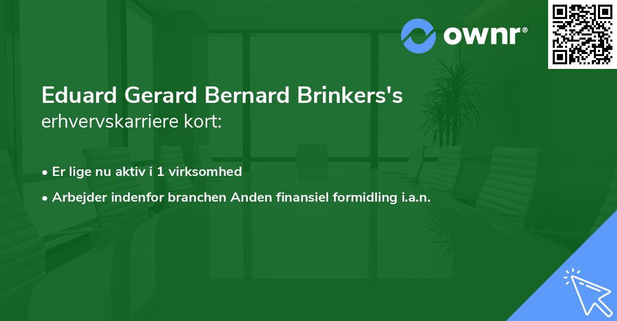 Eduard Gerard Bernard Brinkers's erhvervskarriere kort