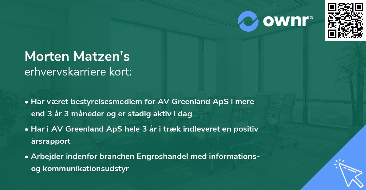 Morten Matzen's erhvervskarriere kort