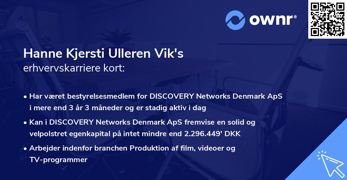Hanne Kjersti Ulleren Vik's erhvervskarriere kort