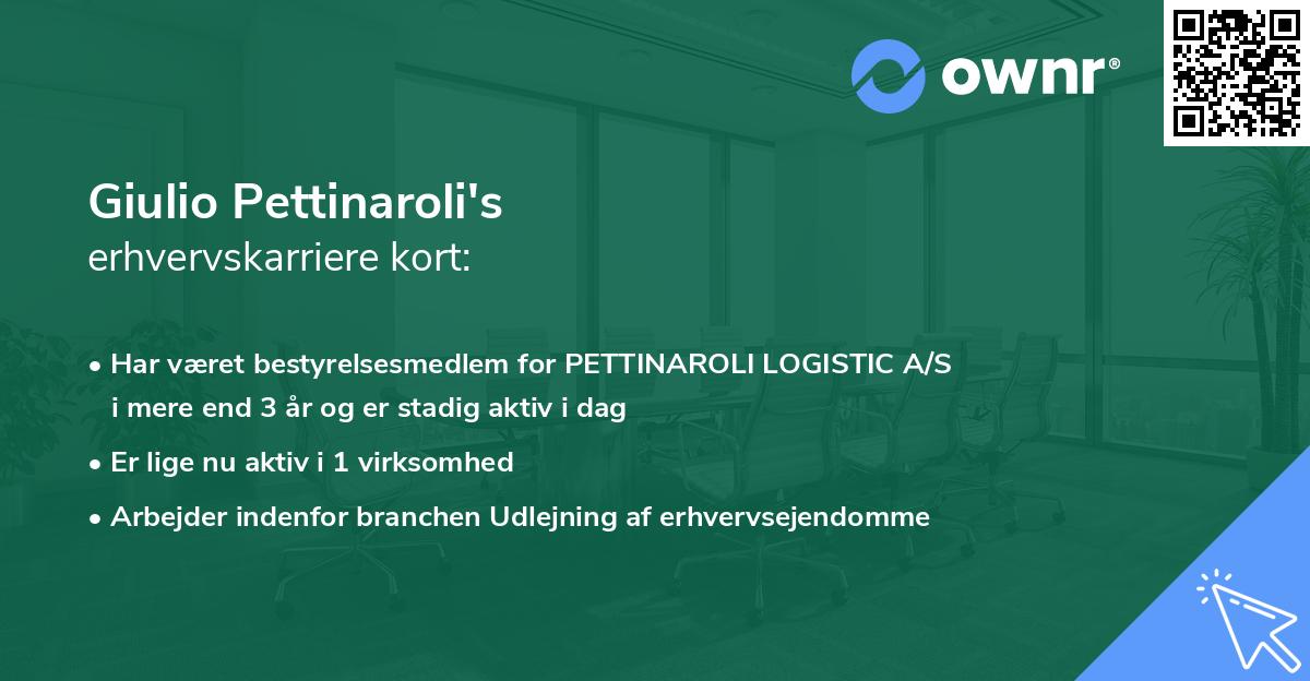 Giulio Pettinaroli's erhvervskarriere kort