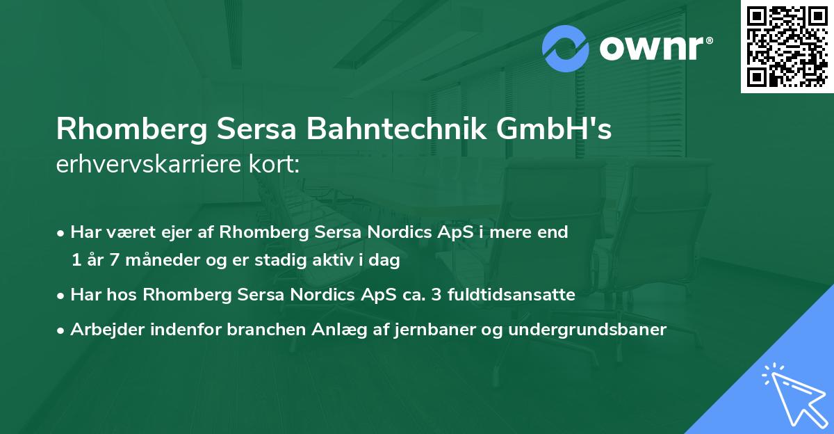 Rhomberg Sersa Bahntechnik GmbH's erhvervskarriere kort