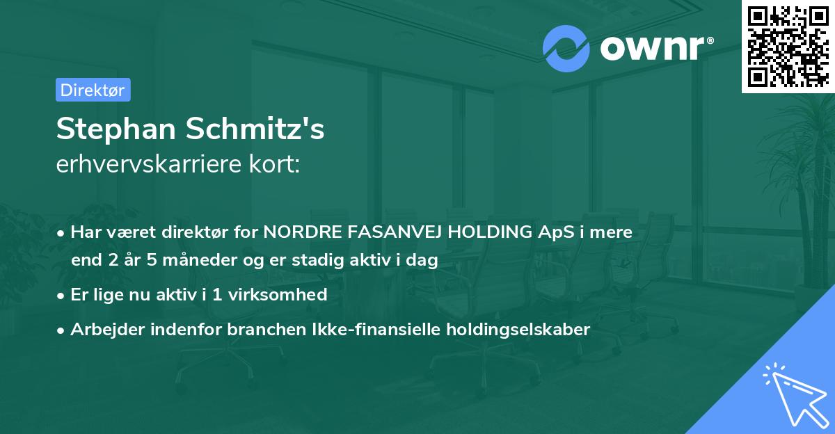 Stephan Schmitz's erhvervskarriere kort