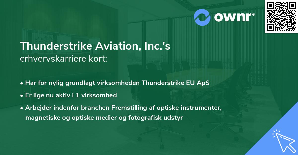 Thunderstrike Aviation, Inc.'s erhvervskarriere kort