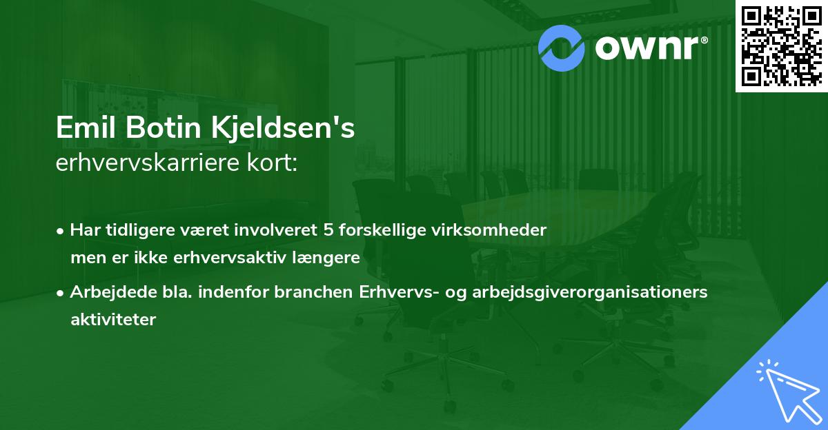 Emil Botin Kjeldsen's erhvervskarriere kort
