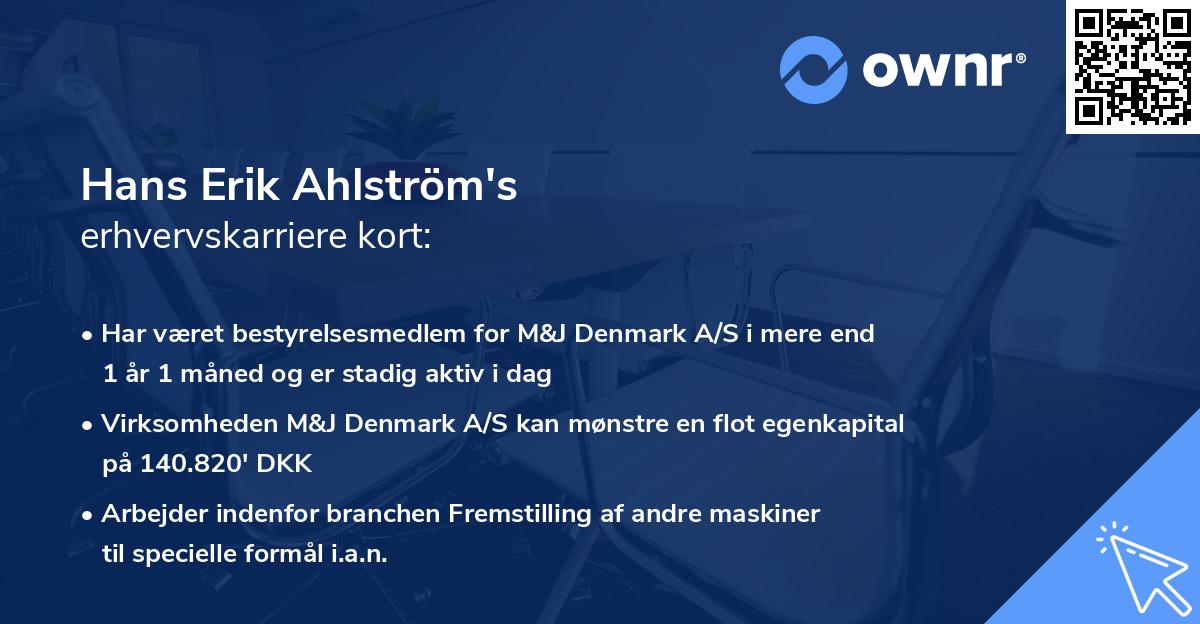Hans Erik Ahlström's erhvervskarriere kort