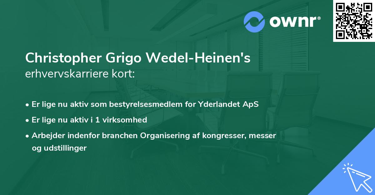 Christopher Grigo Wedel-Heinen's erhvervskarriere kort
