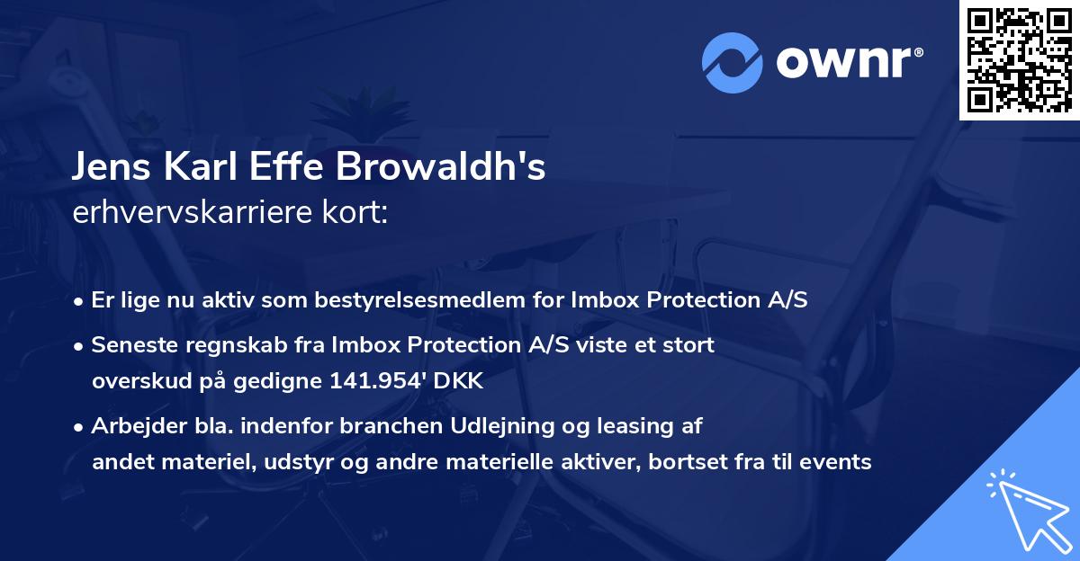 Jens Karl Effe Browaldh's erhvervskarriere kort